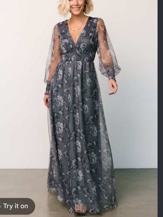 Baltic Born Dresses & Skirts - Baltic Born Slate Gray Floral Layla Tulle Maxi Dress